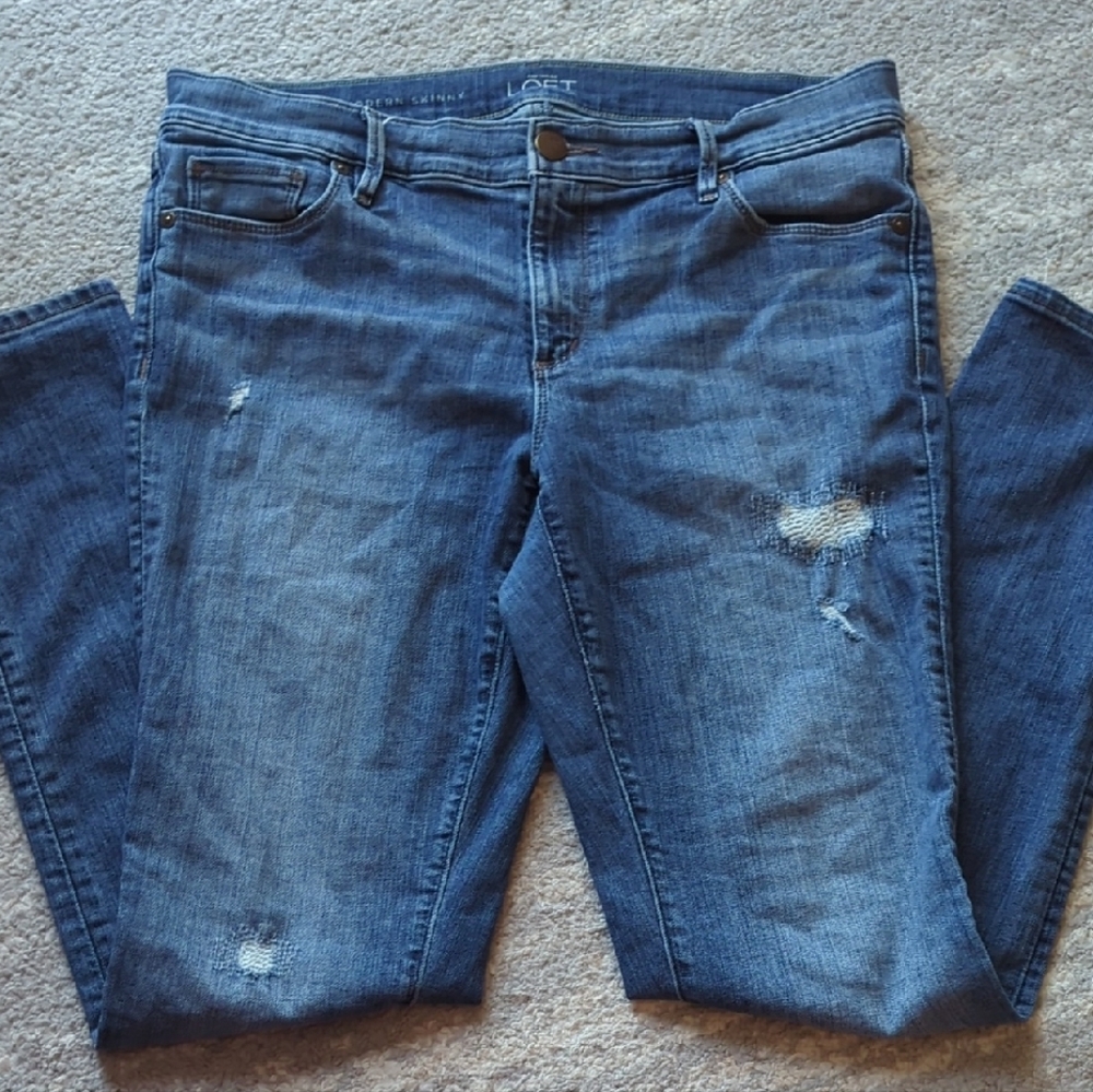 LOFT Distressed Blue Jeans